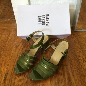 Maryam Nassir Zadeh Plama Sandals in Olive Sparkle